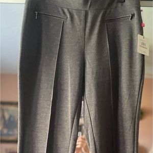 NWT Rafaella Charcoal Gray Slimming Pull on Slacks w Zip Pocket Detail sz 12